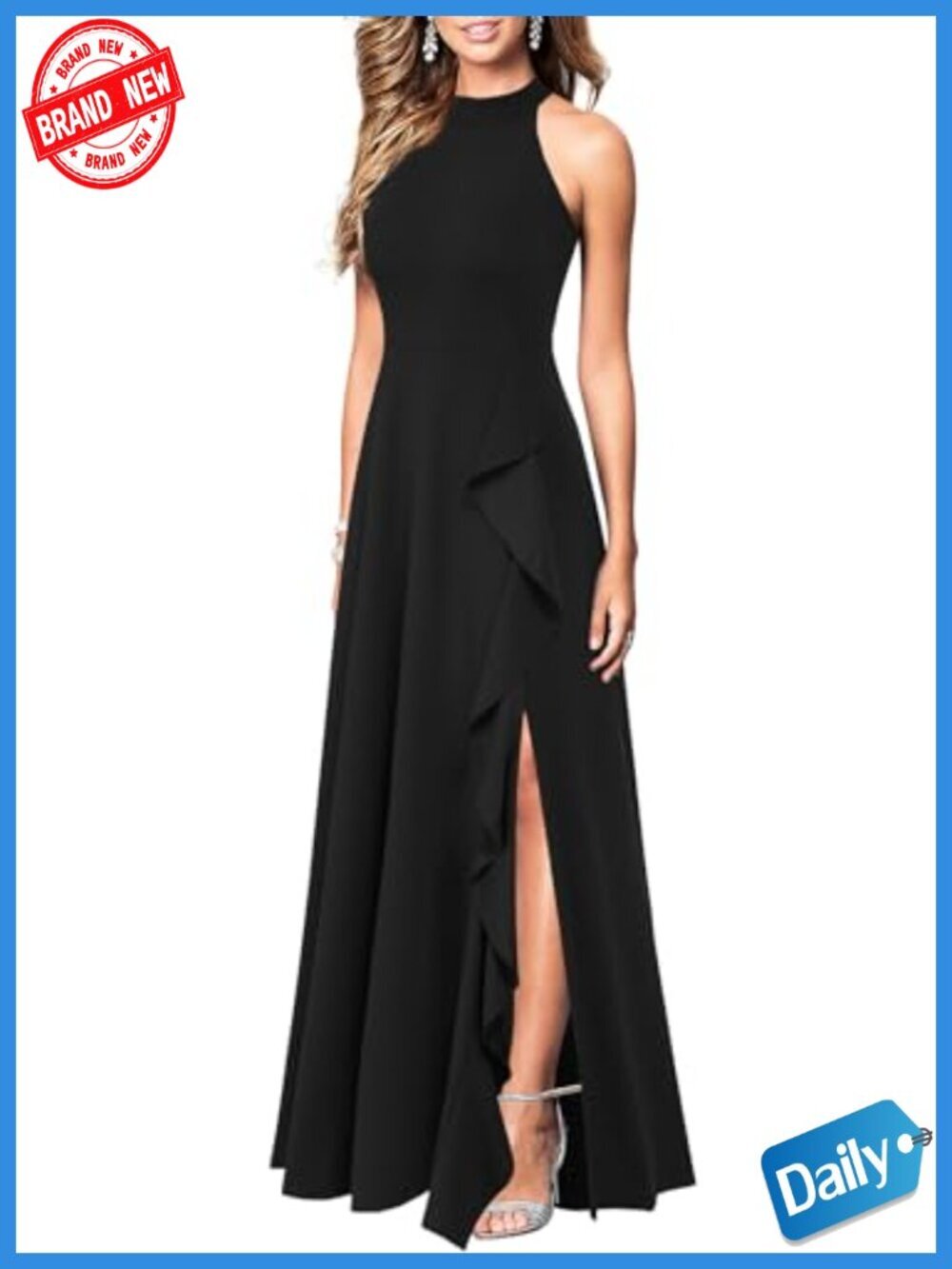 High Neck Sexy Split Maxi Long Formal Dress - Picture 2 of 2